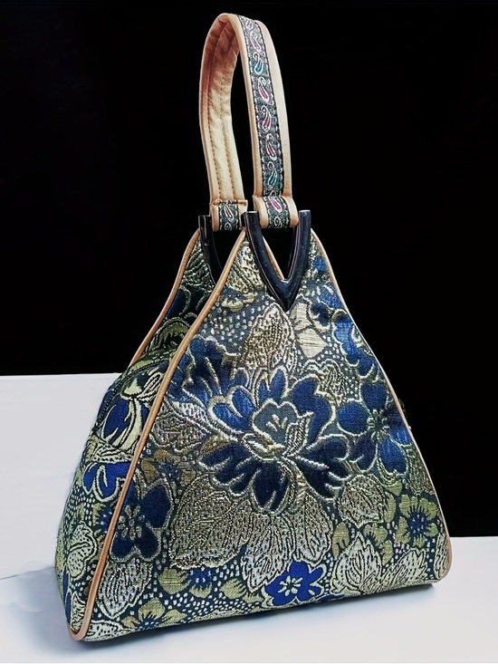 Handbags - Blue Floral Embroidered Bag - NWOT